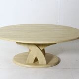 Vintage oval travertine coffee table from the 70s