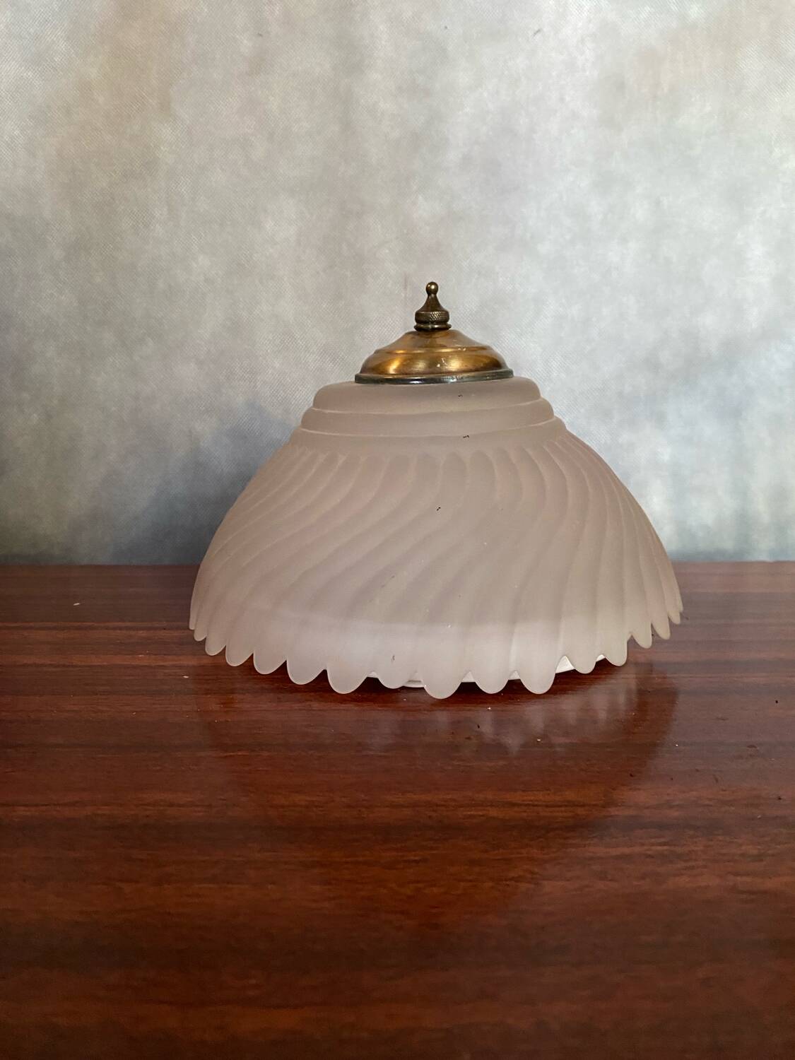 Antique Ceiling Light Sconce Molded Glass + Metal Support 70s Vintage #B845
