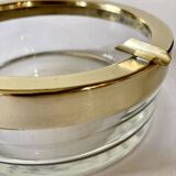 Large glass and brass ashtray