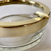 Large glass and brass ashtray