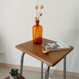 Stepladder stool vintage chrome and solid oak 60/70s