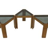 Vintage Set of 3 side tables by Porada Arredi, 1970s nesting tables design