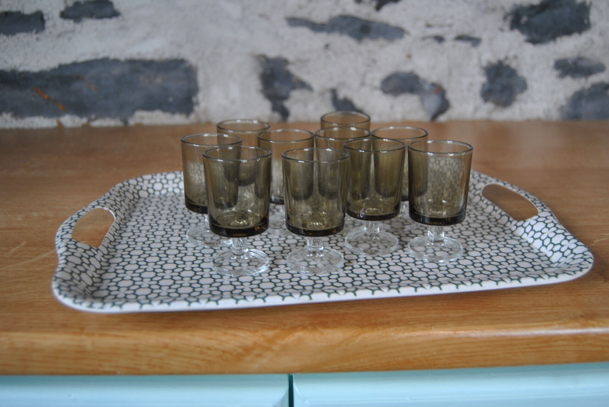Set of 10 70s shot glasses