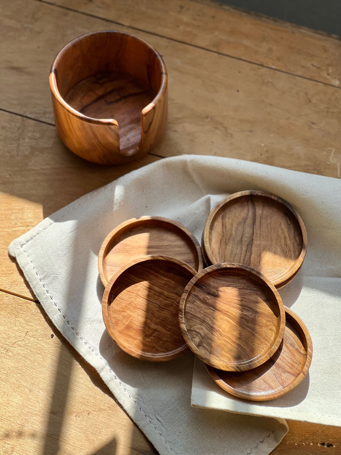 Set dessous de verre en bois d’olivier Espagne