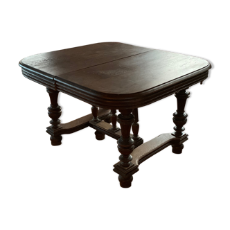 Table ancienne carrée extensible pieds sculptés à relooker / peindre