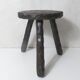 vintage brutalist solid oak tripod stool