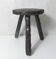 vintage brutalist solid oak tripod stool
