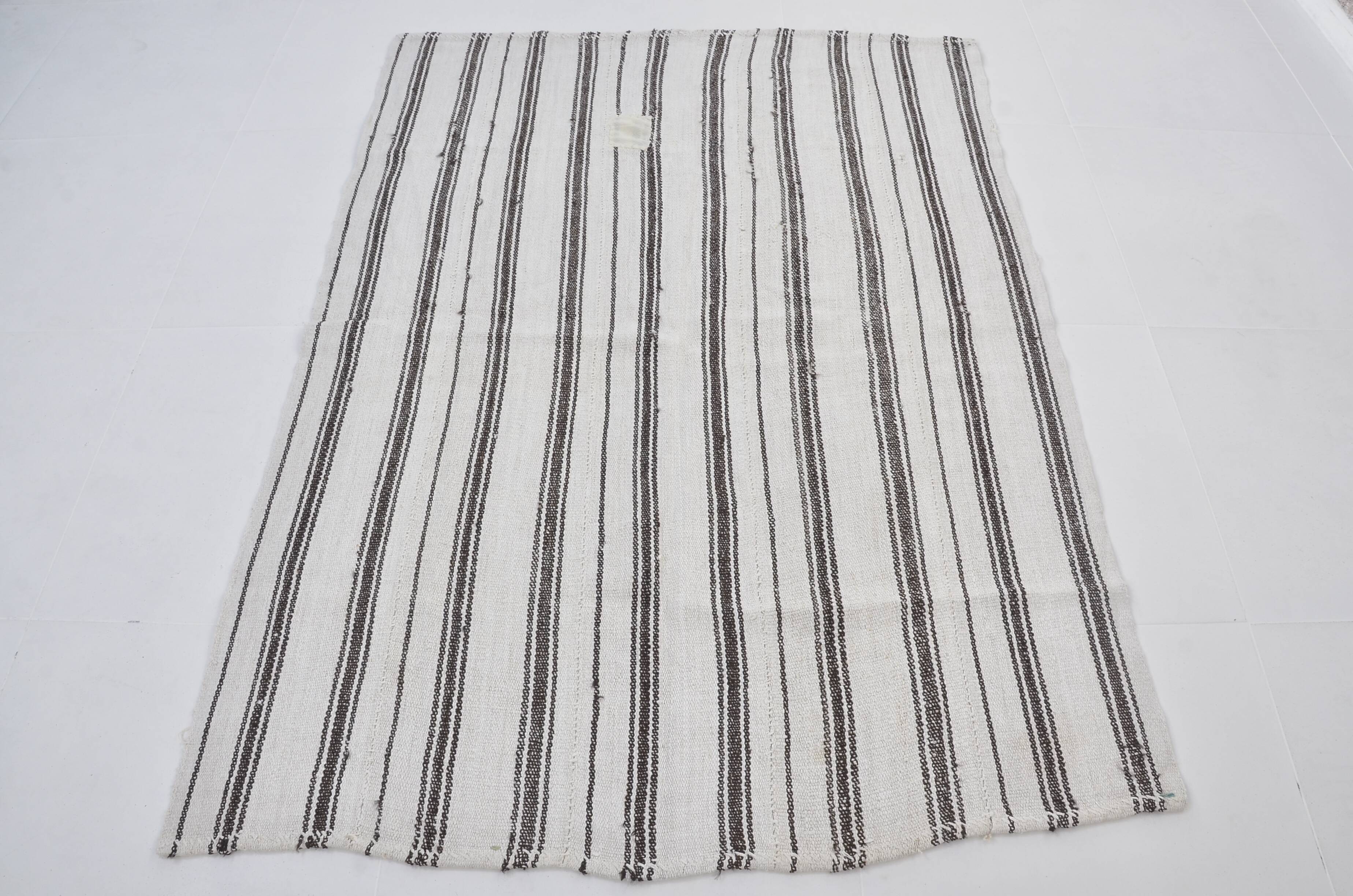 Vintage handwoven hemp rug modern sku 3669