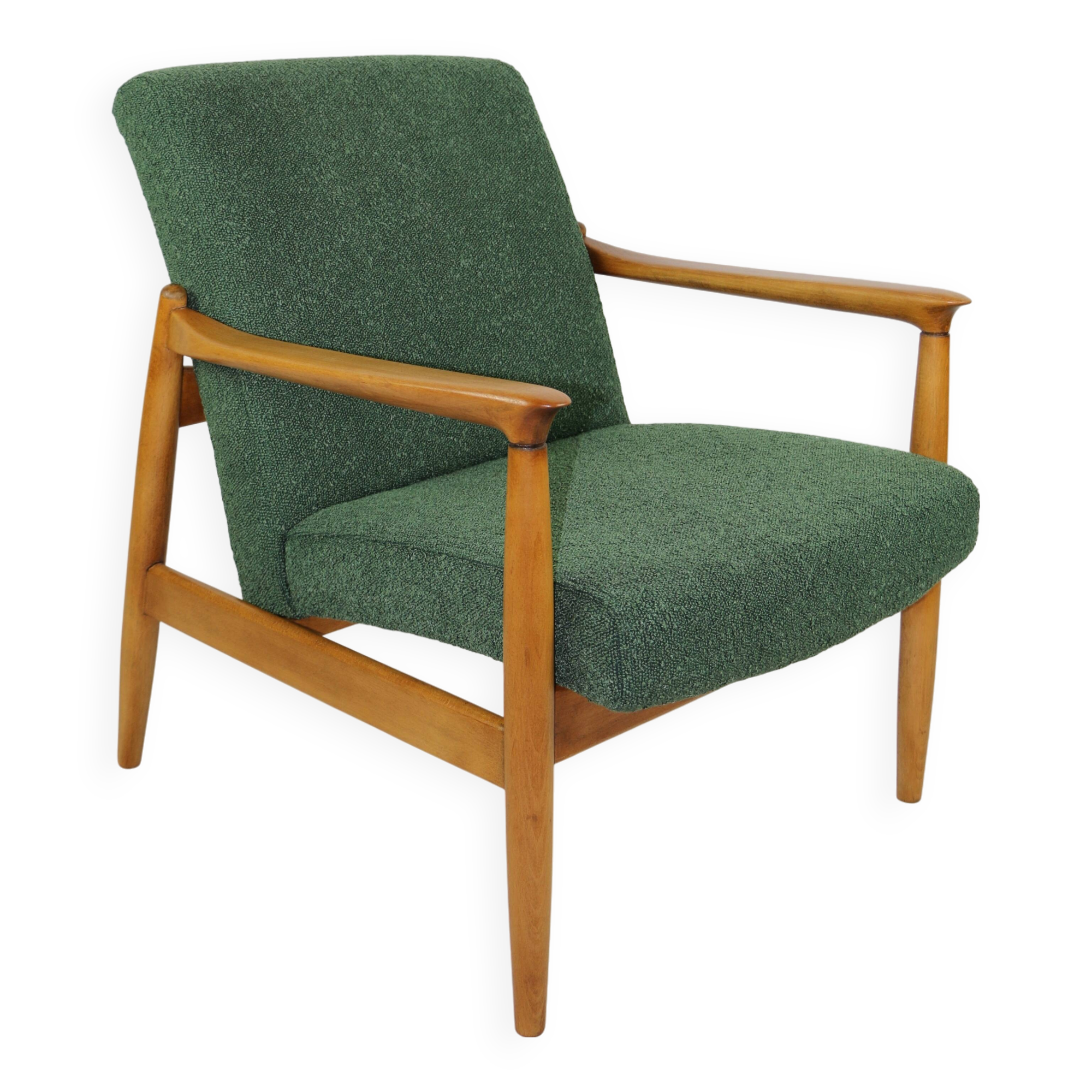Green Boucle GFM-64 Armchair attributed to Edmund Homa, 1970s