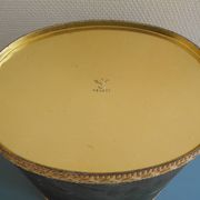 ancienne corbeille papier Massilly velours vintage waste paper basket