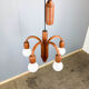 ‘Candela’ chandelier/pendant light by F. G. Schmidt for Domus, teak with 5 globe bulbs, 1960s