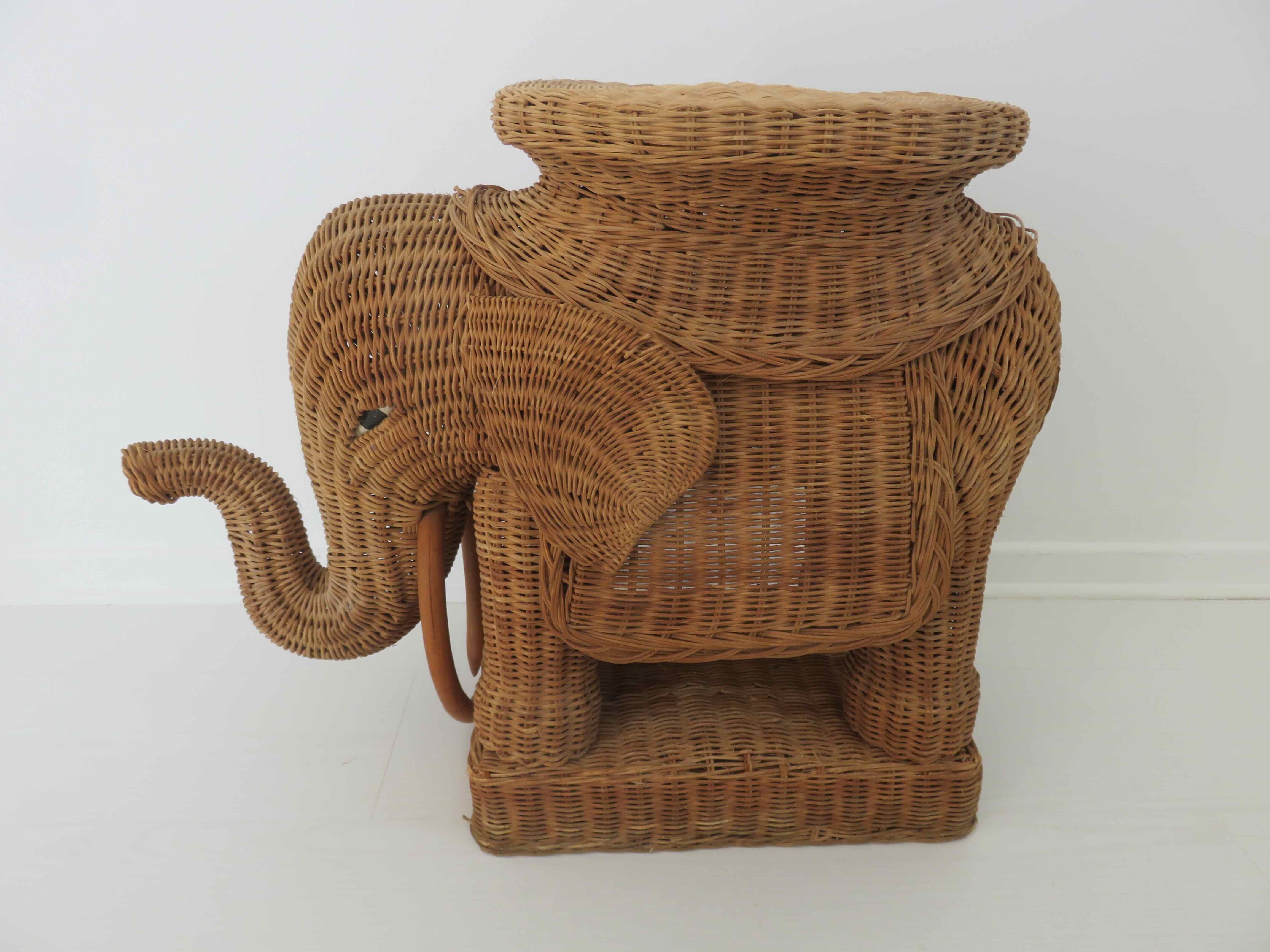 Side table elephant rattan or piece of sofa 60s 70s
