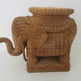 Side table elephant rattan or piece of sofa 60s 70s