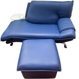 Méridienne et pouf en cuir de Nicoletti, Italie, années 1980.