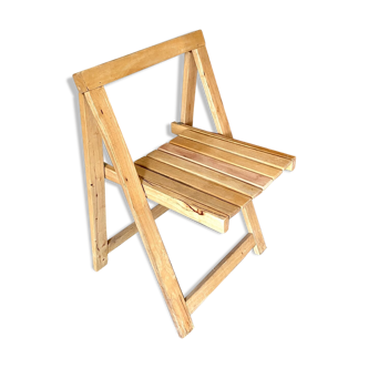 Chaise pliante en bois clair, années 1960