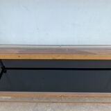 Table basse en bronze et verre opalin noir