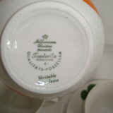 Duo cups and milk pot porcelain bavaria orange and vintage green 70