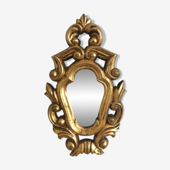 Baroque mirror in gilded wood 15x27cm