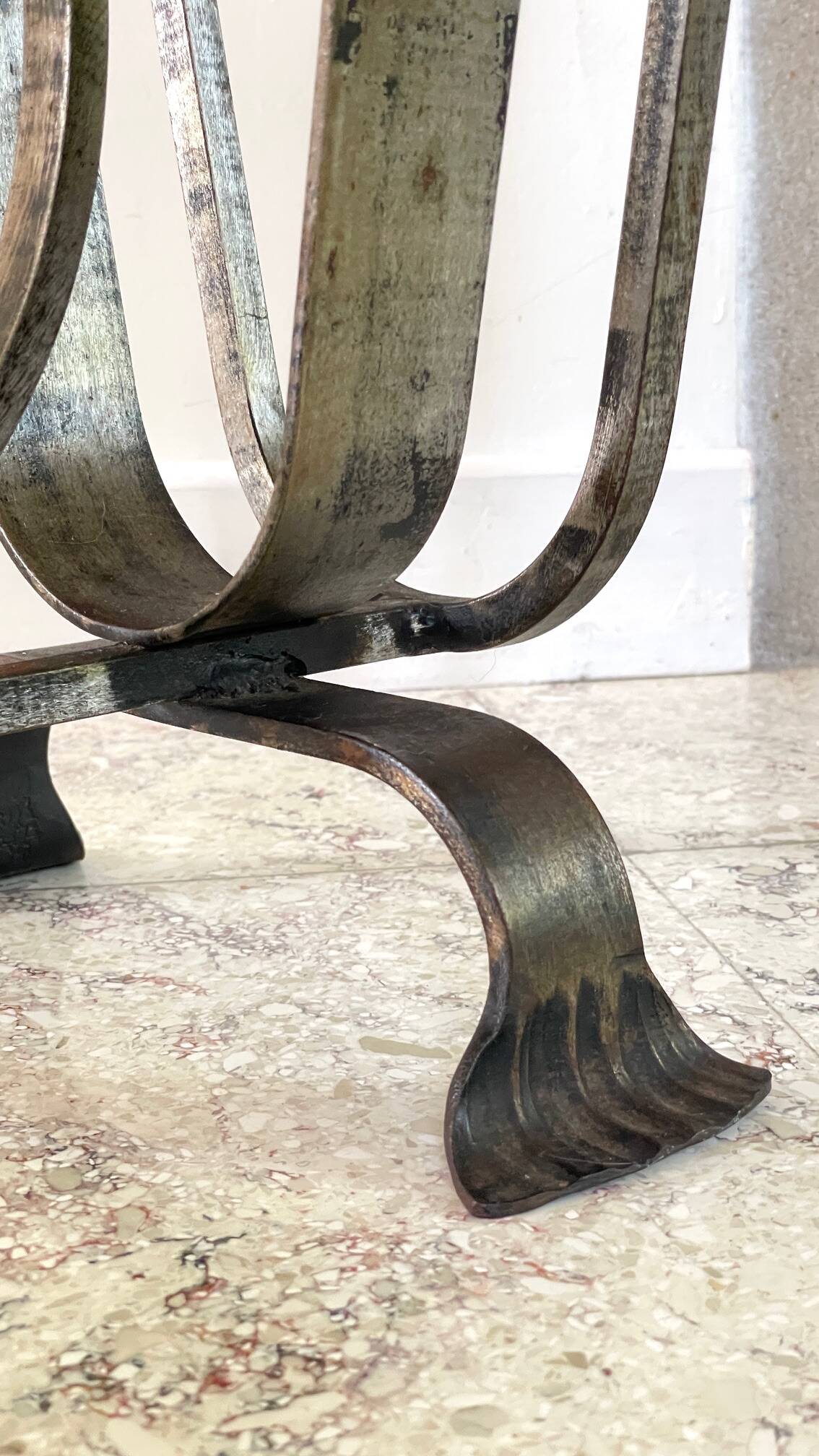 Brutalist vintage steel magazine rack