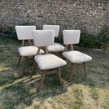 Set of 4 minimalist oak chairs from the 50s