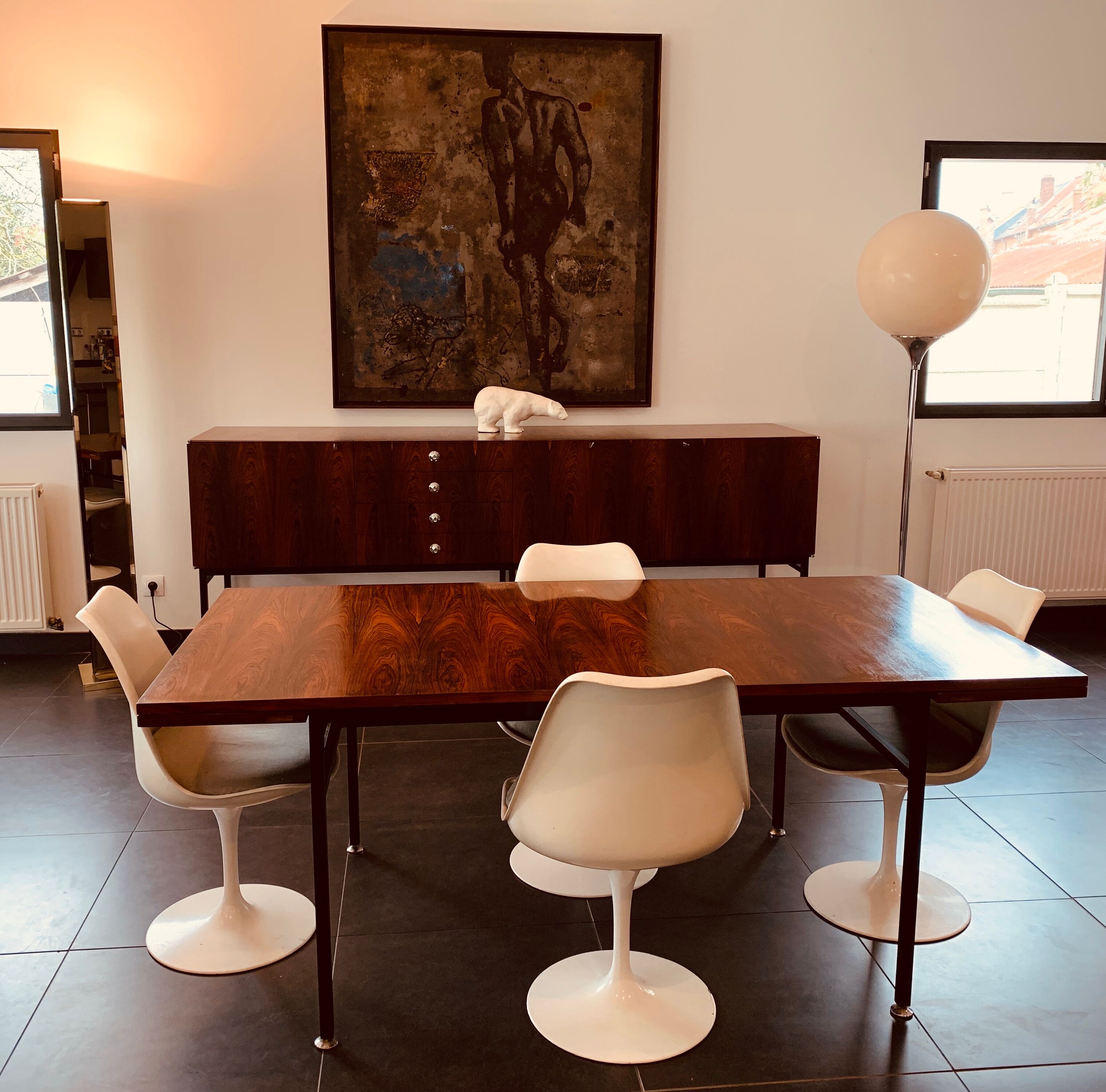 Table serie 800 in rosewood by Alain Richard circa 1959