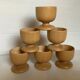 6 wooden egg cups hourglass wall mount Scandinavian wood