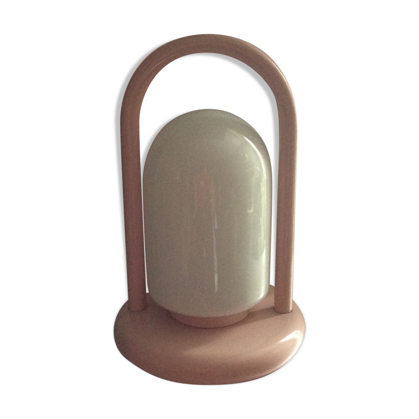 Vintage 70s metal and opaline lamp