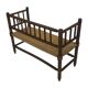 Vintage 'bobbin' bench with a rush seat, 1920s design with armrests.