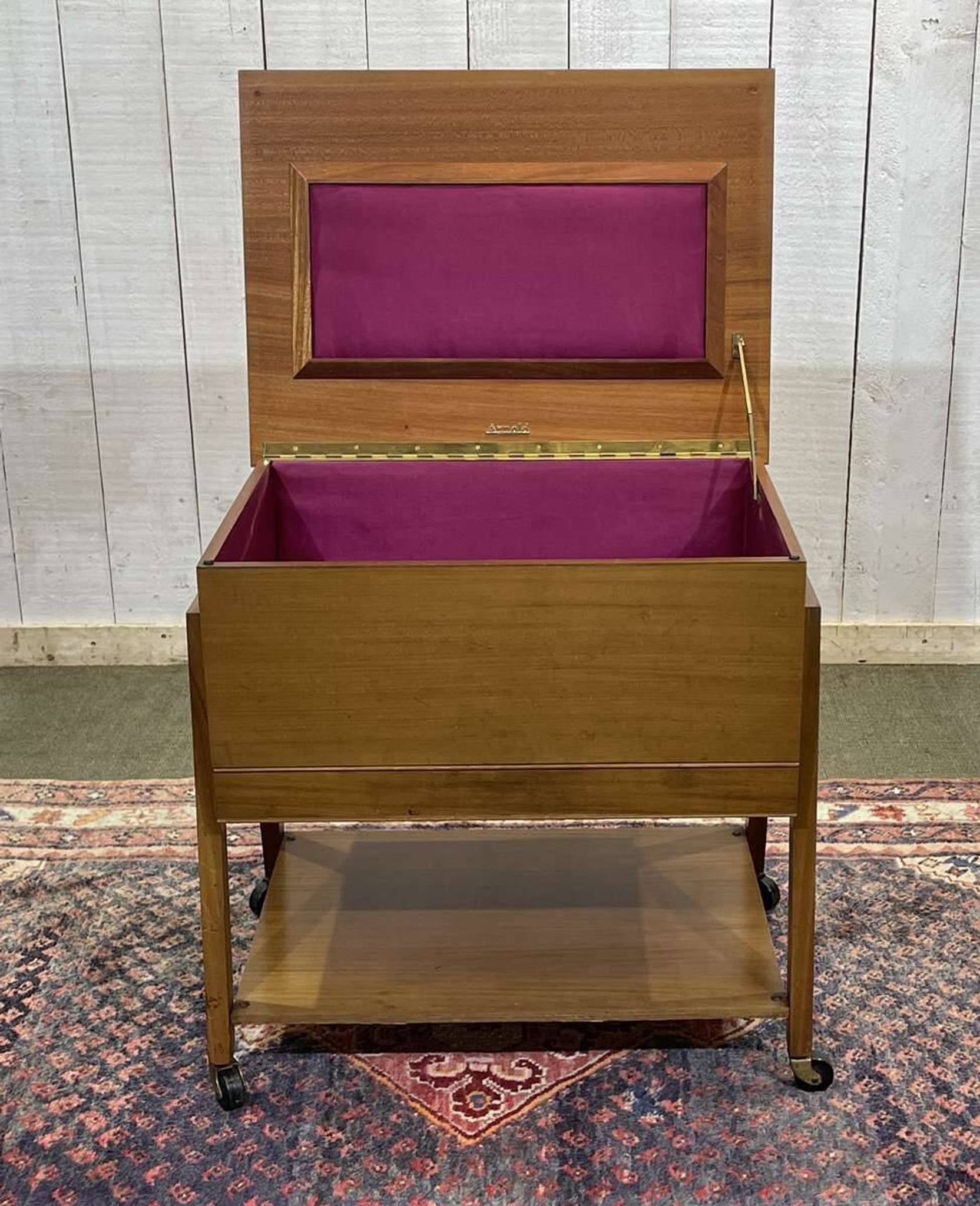 English mahogany sewing cabinet from the 1970s