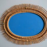 miroir soleil rotin ovale circa 1970 Diamètre 45 cm