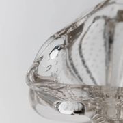 Transparent Murano Glass Bowl, Large Tri-lobed Triangle, Clear Glass with Bubbles, 1970s Italian Mid-Century Design