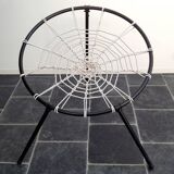 Set of two chairs with spider web seat by Hoffer, France 1958