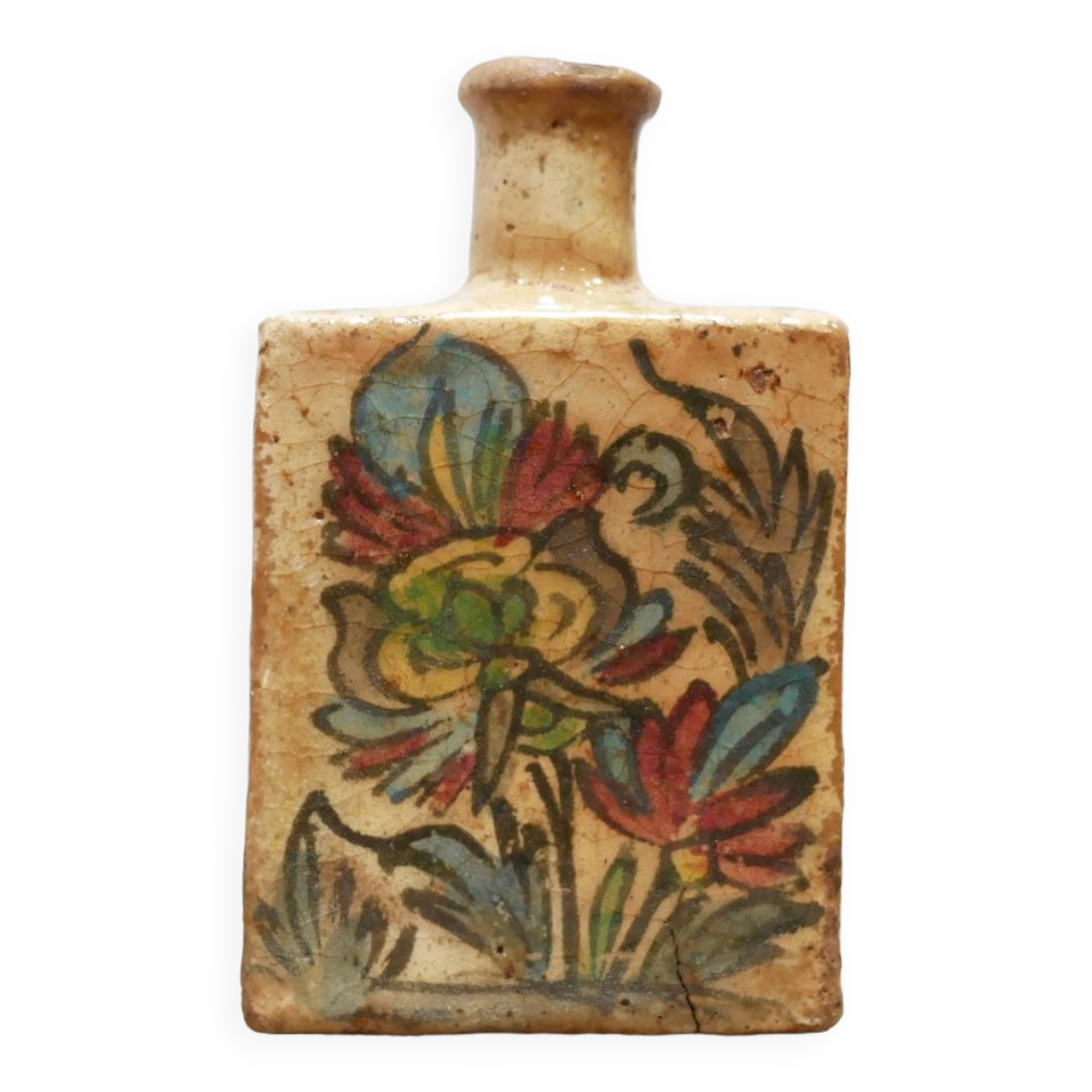 Old glazed terracotta bottle vase, Iran, XIX th