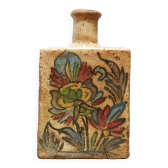 Vase flacon ancien en terre cuite émaillée, Iran, XIX ème