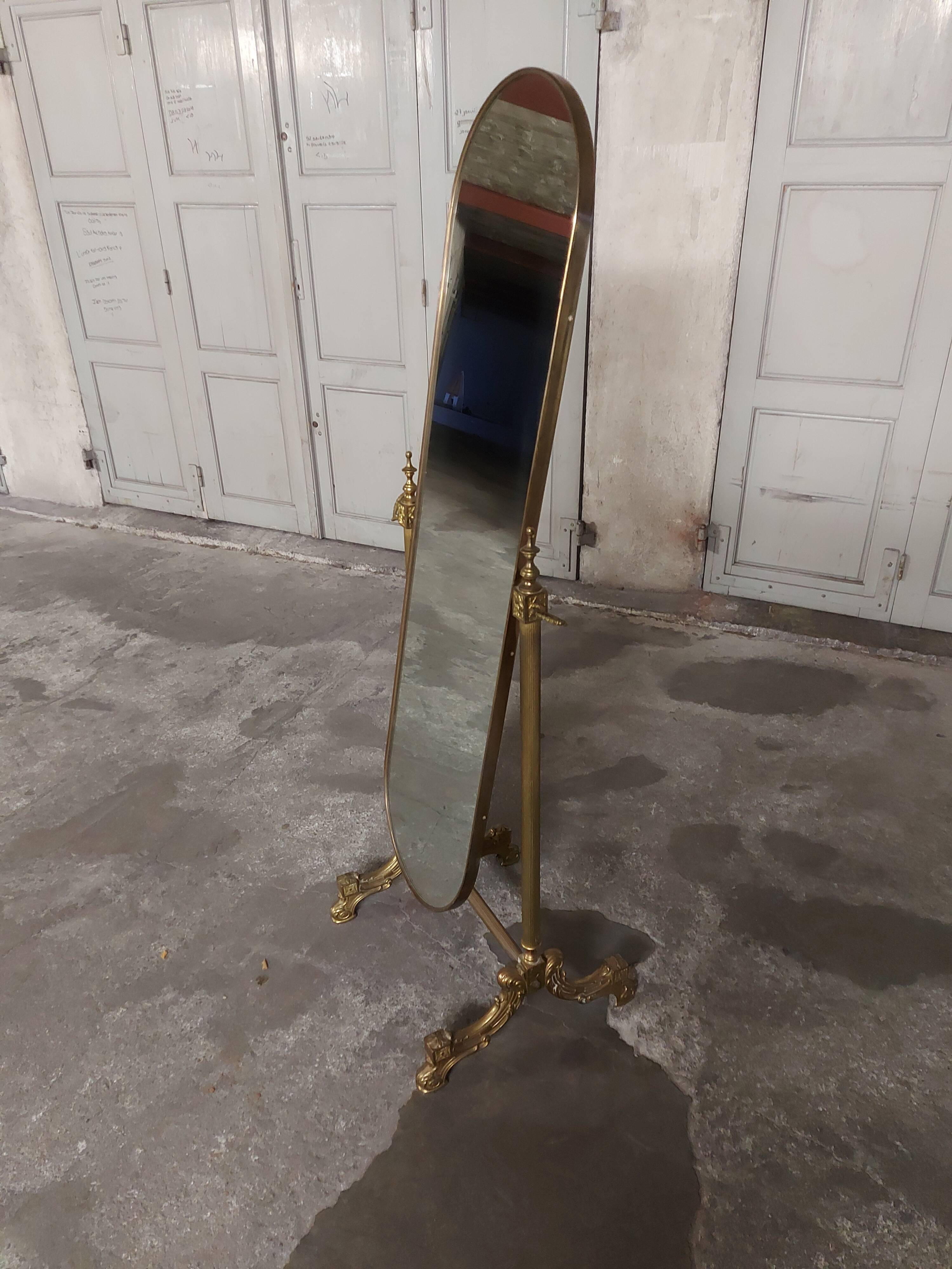 Psyche mirror in vintage gilded bronze