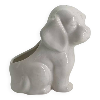 Vintage white porcelain dog planter
