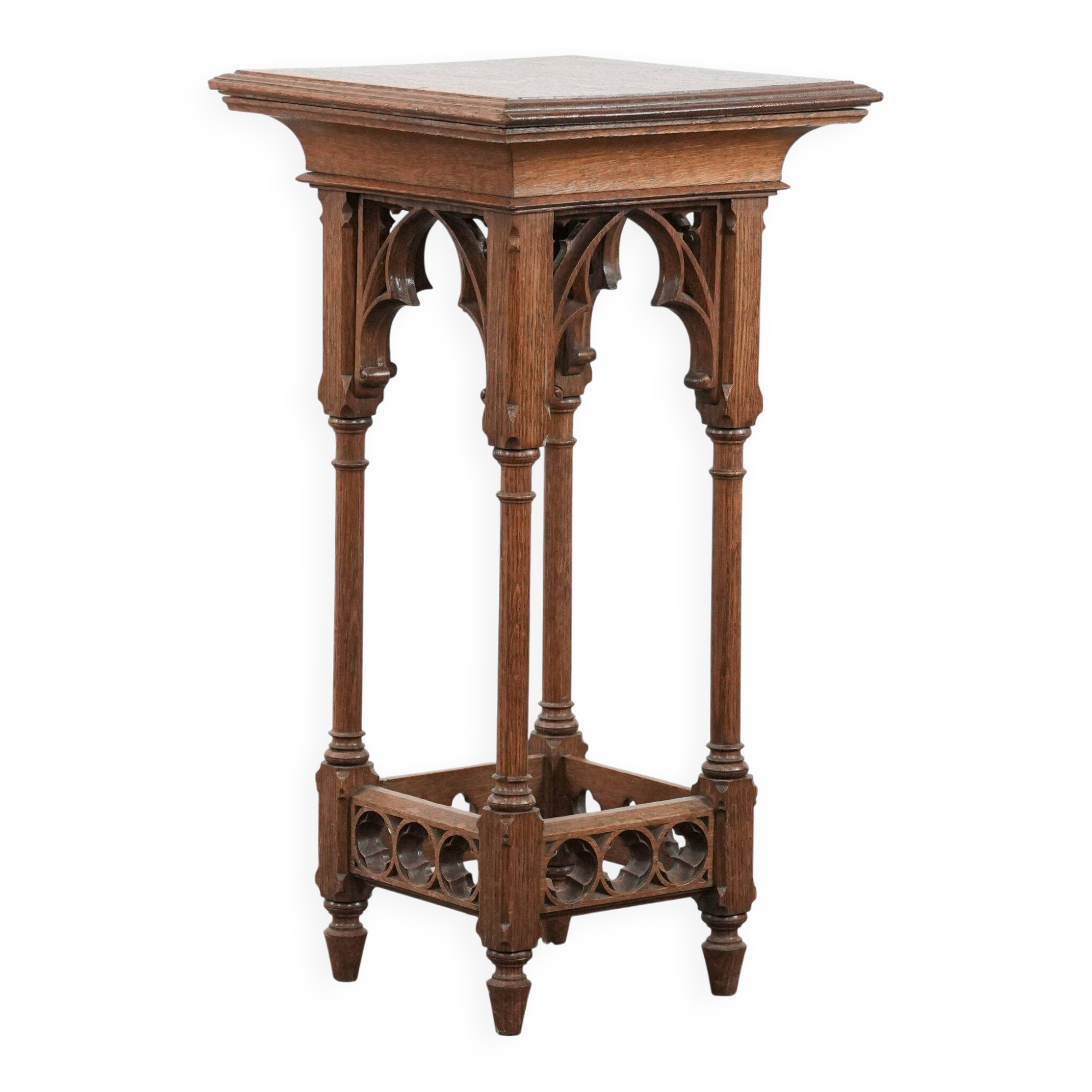 Elegant antique oak side table in Gothic style from the mid-19th century