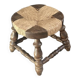 Rustic stool made of straw and wood
