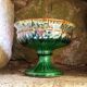 Coupe en faïence forme Médicis vert flammé