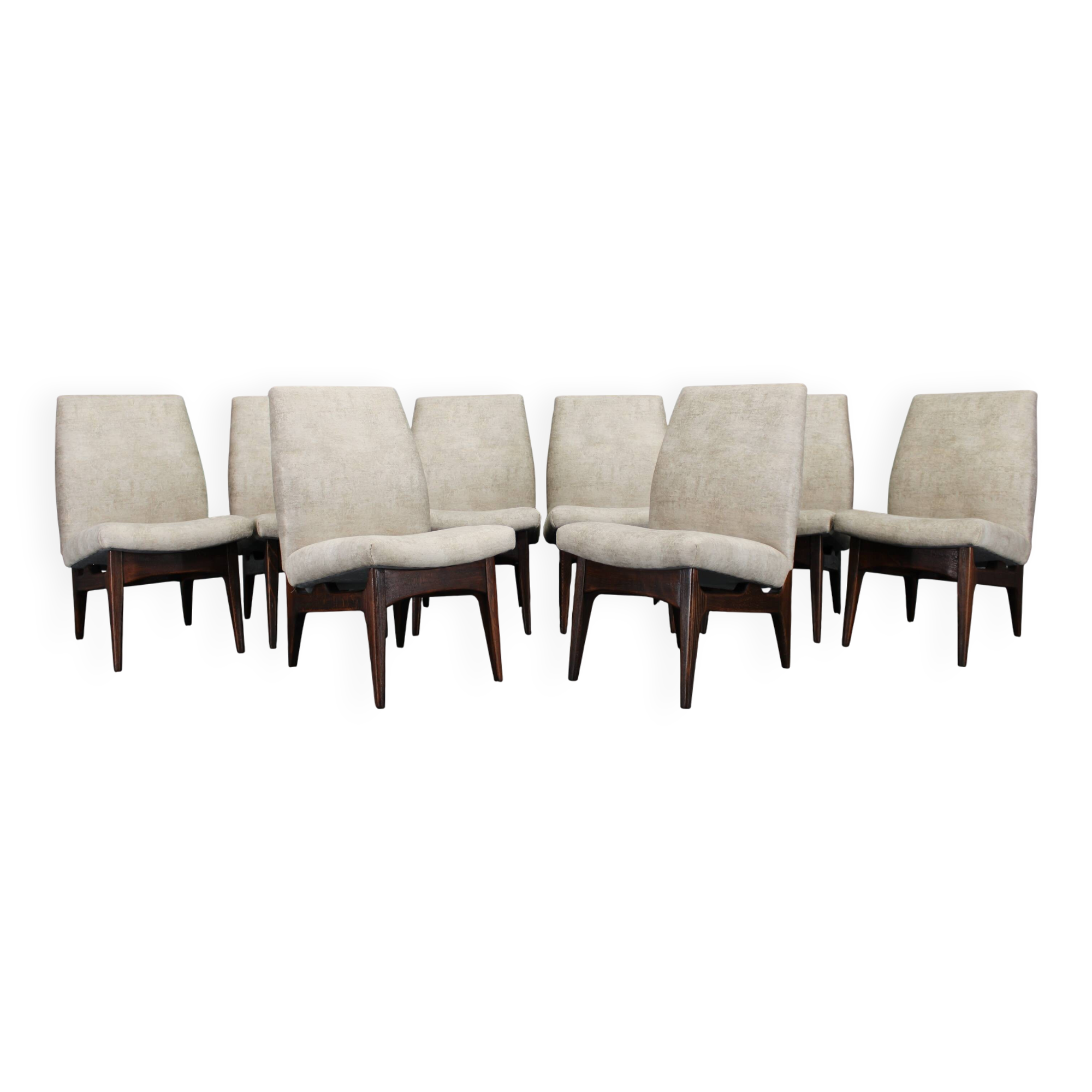 1970s Set of Eight Restored Dining Chairs, Czechoslovakia