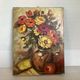 Bouquet of flowers oil on canvas painting signed Matten