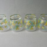 4 verres Geneviève Lethu, décor mimosa