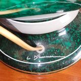 Grande lampe signée L. Drummer – céramique verte effet marbre