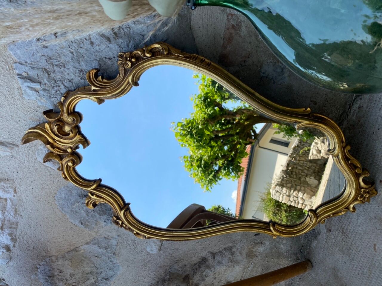 Golden baroque mirror 70x41cm