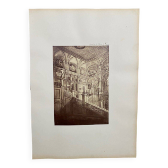 Photo Stairs of the Vienna Opera 19th century albumen laminated cardboard