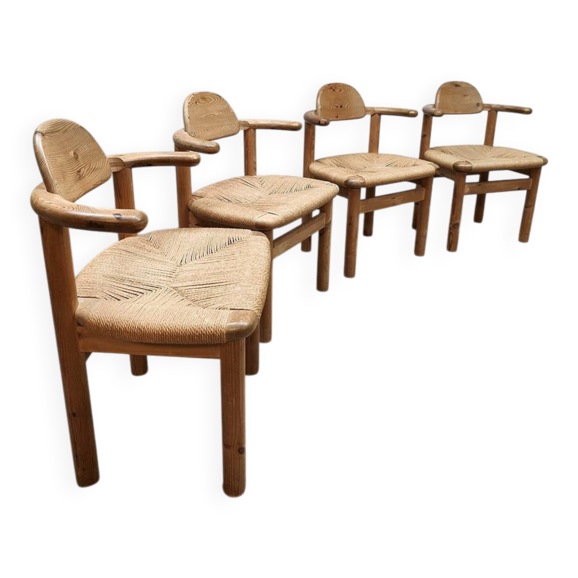 Vintage Rainer Daumiller papercord dining chairs Hirtshals Savværk