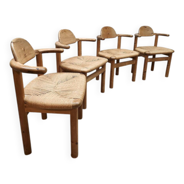 Vintage Rainer Daumiller papercord dining chairs Hirtshals Savværk