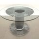 Italian Pedestal Dining Table in Chrome and Glass