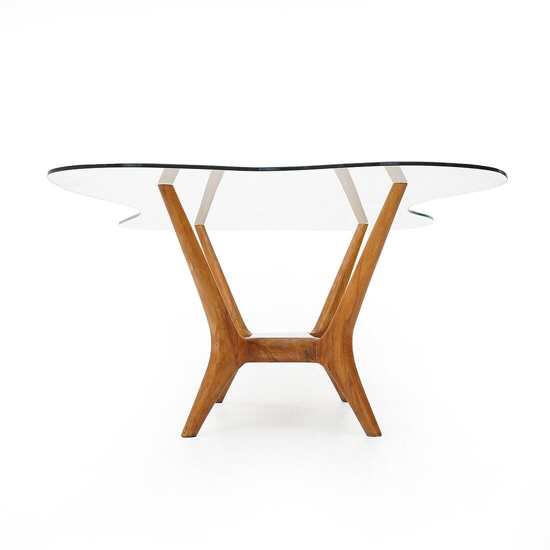 Italian coffee table in wood and glass, 1950s