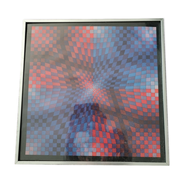 Vasarely lithograph poster print from the 70s